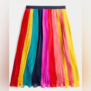 J.Crew Sunburst Pleated Midi Skirt in Rainbow Colorblock